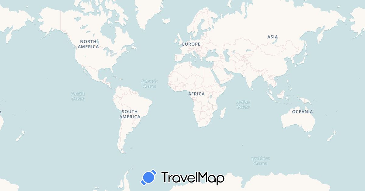 TravelMap itinerary: driving, bus, plane, train, hiking, boat, hitchhiking, electric vehicle in Albania, Bosnia and Herzegovina, Botswana, Switzerland, Germany, Spain, France, United Kingdom, Croatia, Italy, Morocco, Montenegro, Malta, Namibia, South Africa, Zambia, Zimbabwe (Africa, Europe)